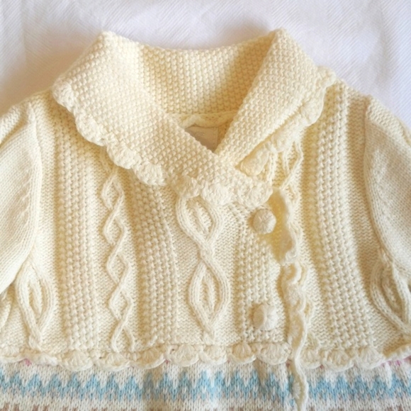 NEW shawl collar cable knit pastel fair isle sweater dress 24 months baby girl - Picture 7 of 8
